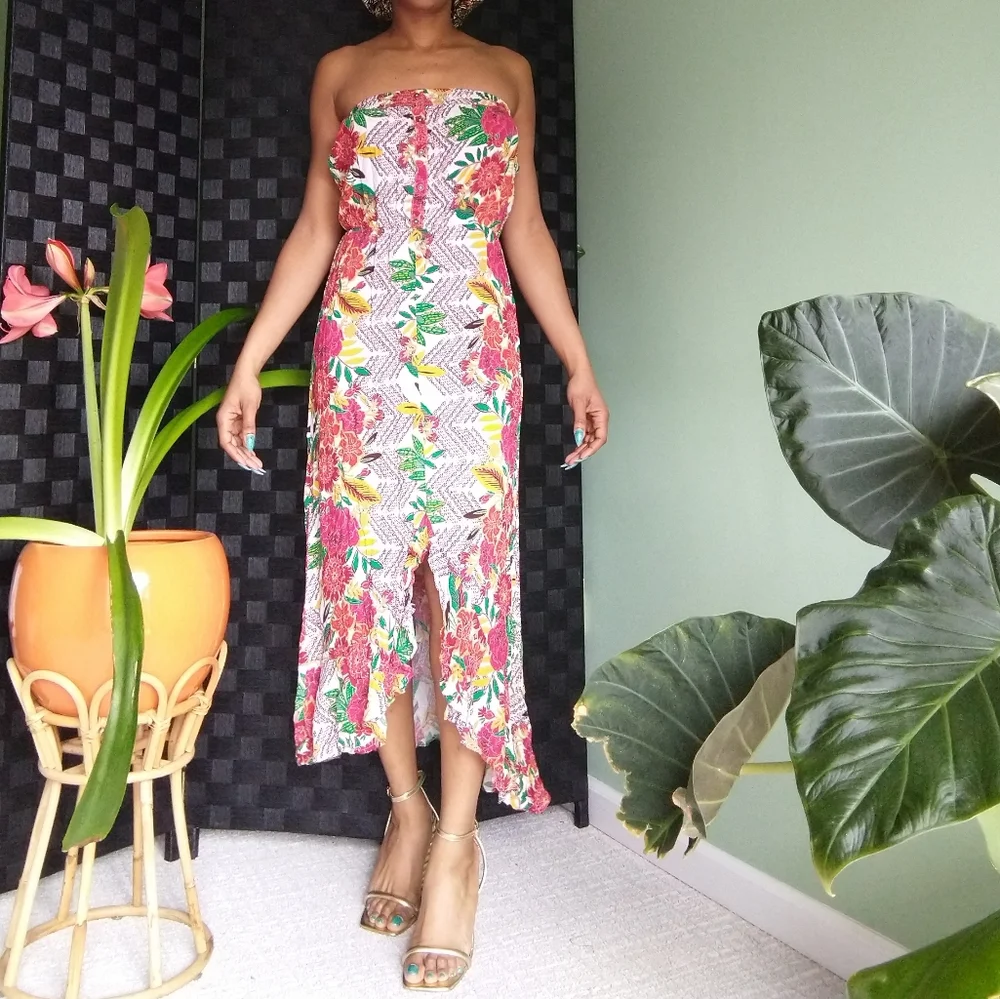 Women's Xhiliration tropical printed sleeveless dress - Picture 1 of 8